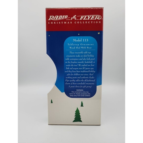Christmas Radio Flyer Classic ORNAMENT Teddy Bear & Sleigh Holiday Model 113 NIB - Picture 6 of 12